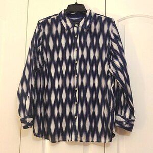 Talbots Woman Petites Size 2 XP Long Sleeve Multicolor Cotton Blouse